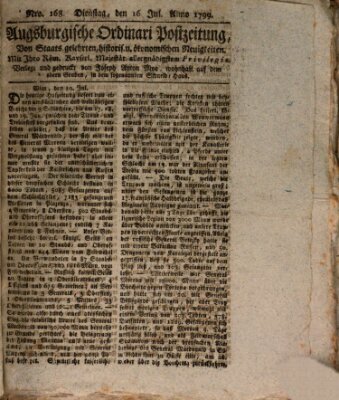 Augsburgische Ordinari Postzeitung von Staats-, gelehrten, historisch- u. ökonomischen Neuigkeiten (Augsburger Postzeitung) Dienstag 16. Juli 1799