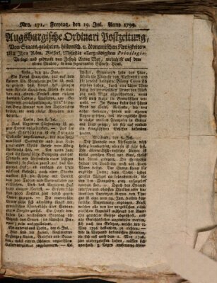 Augsburgische Ordinari Postzeitung von Staats-, gelehrten, historisch- u. ökonomischen Neuigkeiten (Augsburger Postzeitung) Freitag 19. Juli 1799