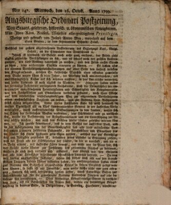 Augsburgische Ordinari Postzeitung von Staats-, gelehrten, historisch- u. ökonomischen Neuigkeiten (Augsburger Postzeitung) Mittwoch 16. Oktober 1799