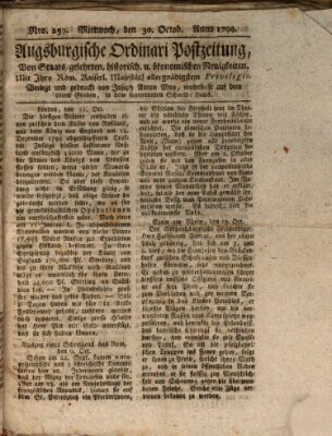 Augsburgische Ordinari Postzeitung von Staats-, gelehrten, historisch- u. ökonomischen Neuigkeiten (Augsburger Postzeitung) Mittwoch 30. Oktober 1799