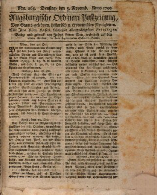 Augsburgische Ordinari Postzeitung von Staats-, gelehrten, historisch- u. ökonomischen Neuigkeiten (Augsburger Postzeitung) Dienstag 5. November 1799