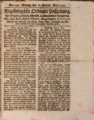 Augsburgische Ordinari Postzeitung von Staats-, gelehrten, historisch- u. ökonomischen Neuigkeiten (Augsburger Postzeitung) Montag 16. Dezember 1799