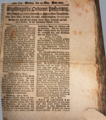 Augsburgische Ordinari Postzeitung von Staats-, gelehrten, historisch- u. ökonomischen Neuigkeiten (Augsburger Postzeitung) Montag 19. Mai 1800