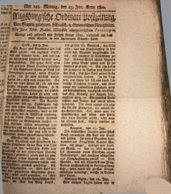 Augsburgische Ordinari Postzeitung von Staats-, gelehrten, historisch- u. ökonomischen Neuigkeiten (Augsburger Postzeitung) Montag 23. Juni 1800