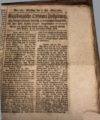 Augsburgische Ordinari Postzeitung von Staats-, gelehrten, historisch- u. ökonomischen Neuigkeiten (Augsburger Postzeitung) Dienstag 8. Juli 1800