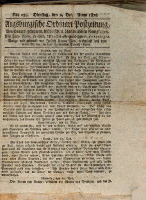 Augsburgische Ordinari Postzeitung von Staats-, gelehrten, historisch- u. ökonomischen Neuigkeiten (Augsburger Postzeitung) Dienstag 2. Dezember 1800