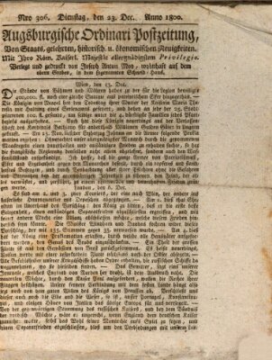 Augsburgische Ordinari Postzeitung von Staats-, gelehrten, historisch- u. ökonomischen Neuigkeiten (Augsburger Postzeitung) Dienstag 23. Dezember 1800