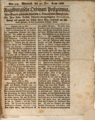 Augsburgische Ordinari Postzeitung von Staats-, gelehrten, historisch- u. ökonomischen Neuigkeiten (Augsburger Postzeitung) Mittwoch 31. Dezember 1800