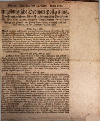 Augsburgische Ordinari Postzeitung von Staats-, gelehrten, historisch- u. ökonomischen Neuigkeiten (Augsburger Postzeitung) Dienstag 10. Februar 1801