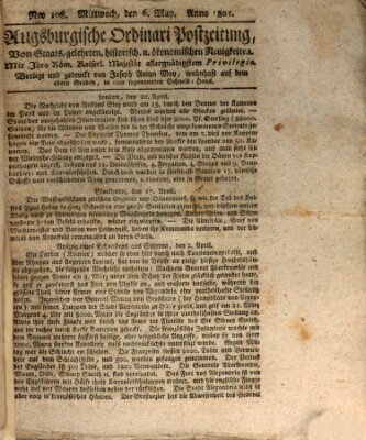 Augsburgische Ordinari Postzeitung von Staats-, gelehrten, historisch- u. ökonomischen Neuigkeiten (Augsburger Postzeitung) Mittwoch 6. Mai 1801