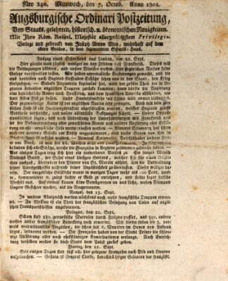 Augsburgische Ordinari Postzeitung von Staats-, gelehrten, historisch- u. ökonomischen Neuigkeiten (Augsburger Postzeitung) Mittwoch 7. Oktober 1801