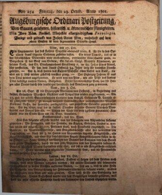 Augsburgische Ordinari Postzeitung von Staats-, gelehrten, historisch- u. ökonomischen Neuigkeiten (Augsburger Postzeitung) Freitag 23. Oktober 1801