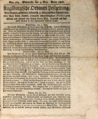 Augsburgische Ordinari Postzeitung von Staats-, gelehrten, historisch- u. ökonomischen Neuigkeiten (Augsburger Postzeitung) Mittwoch 4. November 1801