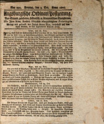 Augsburgische Ordinari Postzeitung von Staats-, gelehrten, historisch- u. ökonomischen Neuigkeiten (Augsburger Postzeitung) Freitag 4. Dezember 1801