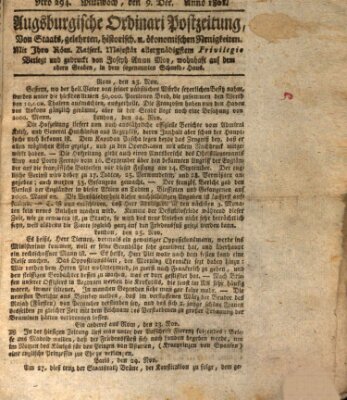Augsburgische Ordinari Postzeitung von Staats-, gelehrten, historisch- u. ökonomischen Neuigkeiten (Augsburger Postzeitung) Mittwoch 9. Dezember 1801