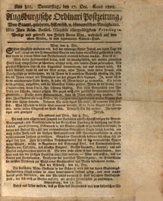 Augsburgische Ordinari Postzeitung von Staats-, gelehrten, historisch- u. ökonomischen Neuigkeiten (Augsburger Postzeitung) Donnerstag 17. Dezember 1801