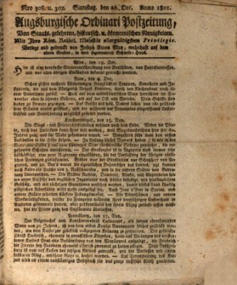 Augsburgische Ordinari Postzeitung von Staats-, gelehrten, historisch- u. ökonomischen Neuigkeiten (Augsburger Postzeitung) Samstag 26. Dezember 1801