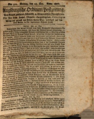 Augsburgische Ordinari Postzeitung von Staats-, gelehrten, historisch- u. ökonomischen Neuigkeiten (Augsburger Postzeitung) Montag 28. Dezember 1801