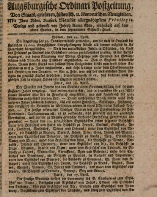 Augsburgische Ordinari Postzeitung von Staats-, gelehrten, historisch- u. ökonomischen Neuigkeiten (Augsburger Postzeitung) Montag 26. April 1802