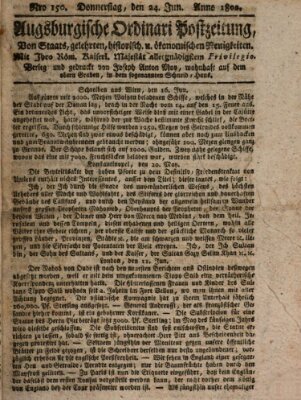 Augsburgische Ordinari Postzeitung von Staats-, gelehrten, historisch- u. ökonomischen Neuigkeiten (Augsburger Postzeitung) Donnerstag 24. Juni 1802