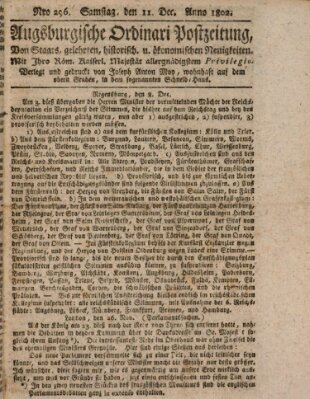 Augsburgische Ordinari Postzeitung von Staats-, gelehrten, historisch- u. ökonomischen Neuigkeiten (Augsburger Postzeitung) Samstag 11. Dezember 1802