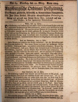 Augsburgische Ordinari Postzeitung von Staats-, gelehrten, historisch- u. ökonomischen Neuigkeiten (Augsburger Postzeitung) Dienstag 22. März 1803