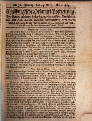 Augsburgische Ordinari Postzeitung von Staats-, gelehrten, historisch- u. ökonomischen Neuigkeiten (Augsburger Postzeitung) Freitag 25. März 1803