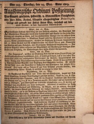 Augsburgische Ordinari Postzeitung von Staats-, gelehrten, historisch- u. ökonomischen Neuigkeiten (Augsburger Postzeitung) Dienstag 24. Mai 1803