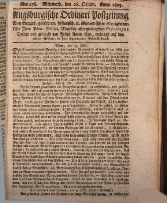 Augsburgische Ordinari Postzeitung von Staats-, gelehrten, historisch- u. ökonomischen Neuigkeiten (Augsburger Postzeitung) Mittwoch 26. Oktober 1803