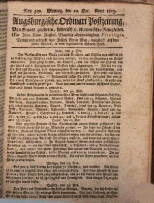 Augsburgische Ordinari Postzeitung von Staats-, gelehrten, historisch- u. ökonomischen Neuigkeiten (Augsburger Postzeitung) Montag 19. Dezember 1803