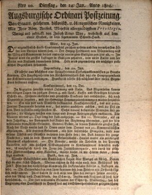 Augsburgische Ordinari Postzeitung von Staats-, gelehrten, historisch- u. ökonomischen Neuigkeiten (Augsburger Postzeitung) Dienstag 24. Januar 1804