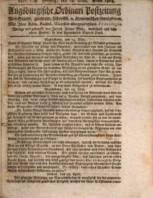 Augsburgische Ordinari Postzeitung von Staats-, gelehrten, historisch- u. ökonomischen Neuigkeiten (Augsburger Postzeitung) Freitag 18. Mai 1804