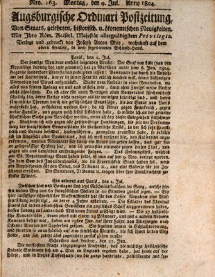 Augsburgische Ordinari Postzeitung von Staats-, gelehrten, historisch- u. ökonomischen Neuigkeiten (Augsburger Postzeitung) Montag 9. Juli 1804