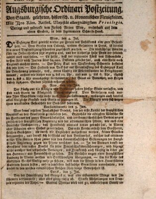 Augsburgische Ordinari Postzeitung von Staats-, gelehrten, historisch- u. ökonomischen Neuigkeiten (Augsburger Postzeitung) Mittwoch 11. Juli 1804