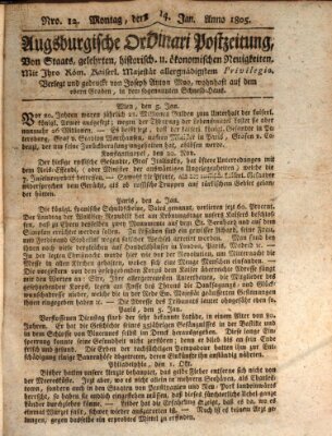 Augsburgische Ordinari Postzeitung von Staats-, gelehrten, historisch- u. ökonomischen Neuigkeiten (Augsburger Postzeitung) Montag 14. Januar 1805