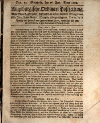 Augsburgische Ordinari Postzeitung von Staats-, gelehrten, historisch- u. ökonomischen Neuigkeiten (Augsburger Postzeitung) Mittwoch 16. Januar 1805