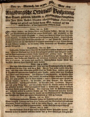 Augsburgische Ordinari Postzeitung von Staats-, gelehrten, historisch- u. ökonomischen Neuigkeiten (Augsburger Postzeitung) Mittwoch 27. Februar 1805