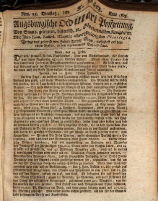 Augsburgische Ordinari Postzeitung von Staats-, gelehrten, historisch- u. ökonomischen Neuigkeiten (Augsburger Postzeitung) Dienstag 5. März 1805