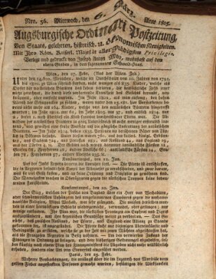 Augsburgische Ordinari Postzeitung von Staats-, gelehrten, historisch- u. ökonomischen Neuigkeiten (Augsburger Postzeitung) Mittwoch 6. März 1805