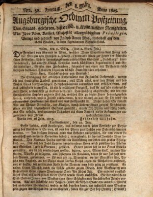 Augsburgische Ordinari Postzeitung von Staats-, gelehrten, historisch- u. ökonomischen Neuigkeiten (Augsburger Postzeitung) Freitag 8. März 1805