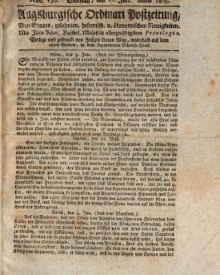 Augsburgische Ordinari Postzeitung von Staats-, gelehrten, historisch- u. ökonomischen Neuigkeiten (Augsburger Postzeitung) Dienstag 11. Juni 1805