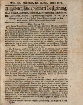 Augsburgische Ordinari Postzeitung von Staats-, gelehrten, historisch- u. ökonomischen Neuigkeiten (Augsburger Postzeitung) Mittwoch 24. Juli 1805