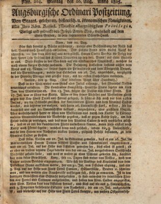 Augsburgische Ordinari Postzeitung von Staats-, gelehrten, historisch- u. ökonomischen Neuigkeiten (Augsburger Postzeitung) Montag 26. August 1805