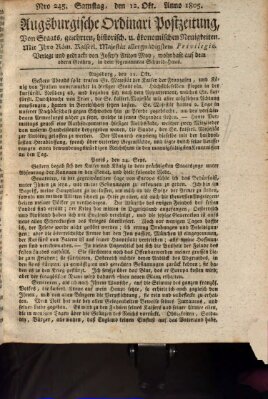 Augsburgische Ordinari Postzeitung von Staats-, gelehrten, historisch- u. ökonomischen Neuigkeiten (Augsburger Postzeitung) Samstag 12. Oktober 1805