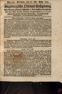 Augsburgische Ordinari Postzeitung von Staats-, gelehrten, historisch- u. ökonomischen Neuigkeiten (Augsburger Postzeitung) Mittwoch 16. Oktober 1805