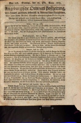 Augsburgische Ordinari Postzeitung von Staats-, gelehrten, historisch- u. ökonomischen Neuigkeiten (Augsburger Postzeitung) Montag 28. Oktober 1805