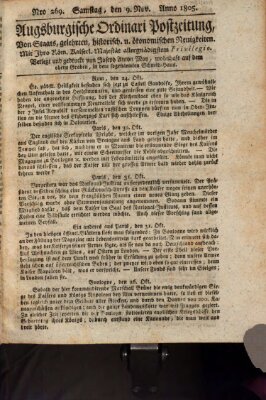 Augsburgische Ordinari Postzeitung von Staats-, gelehrten, historisch- u. ökonomischen Neuigkeiten (Augsburger Postzeitung) Samstag 9. November 1805