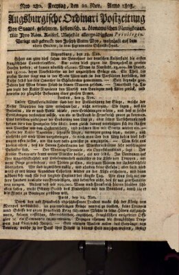 Augsburgische Ordinari Postzeitung von Staats-, gelehrten, historisch- u. ökonomischen Neuigkeiten (Augsburger Postzeitung) Freitag 22. November 1805