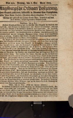 Augsburgische Ordinari Postzeitung von Staats-, gelehrten, historisch- u. ökonomischen Neuigkeiten (Augsburger Postzeitung) Freitag 6. Dezember 1805