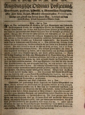 Augsburgische Ordinari Postzeitung von Staats-, gelehrten, historisch- u. ökonomischen Neuigkeiten (Augsburger Postzeitung) Freitag 10. Januar 1806